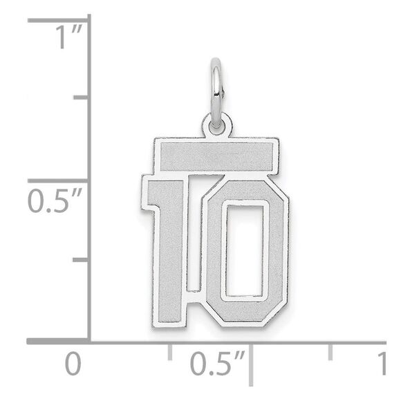 14k White Gold, Jersey Collection, Small Number 10 Pendant - Picture 4 of 5